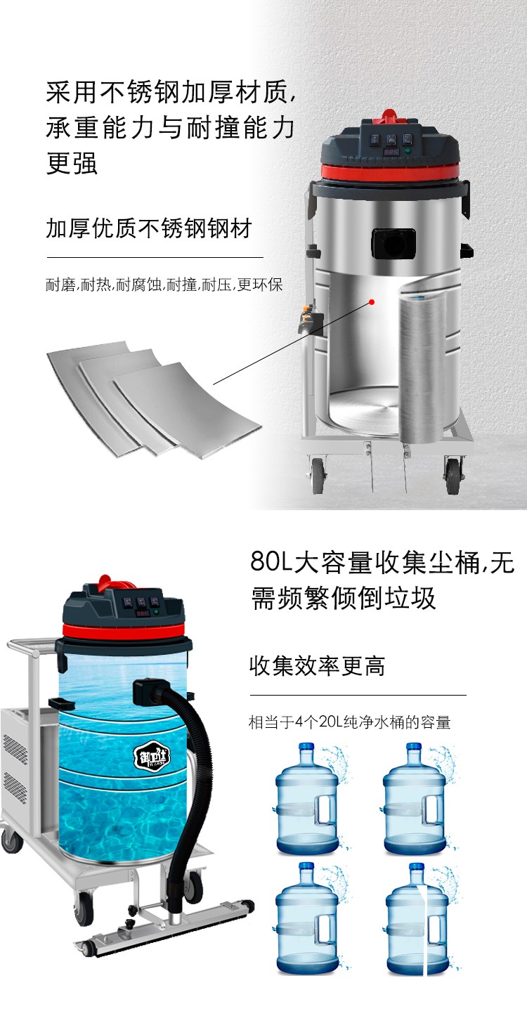 御卫仕电瓶式工业吸尘器Y-1580P