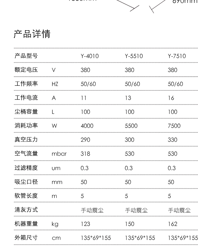 御卫仕380V三相电重工业吸尘器Y-4010